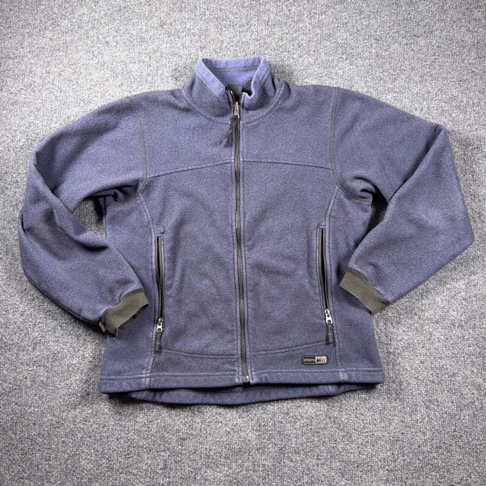 REI Fleece Jacket Women S Blue Purple Polartec Full Zip Mock Neck Outdoor
